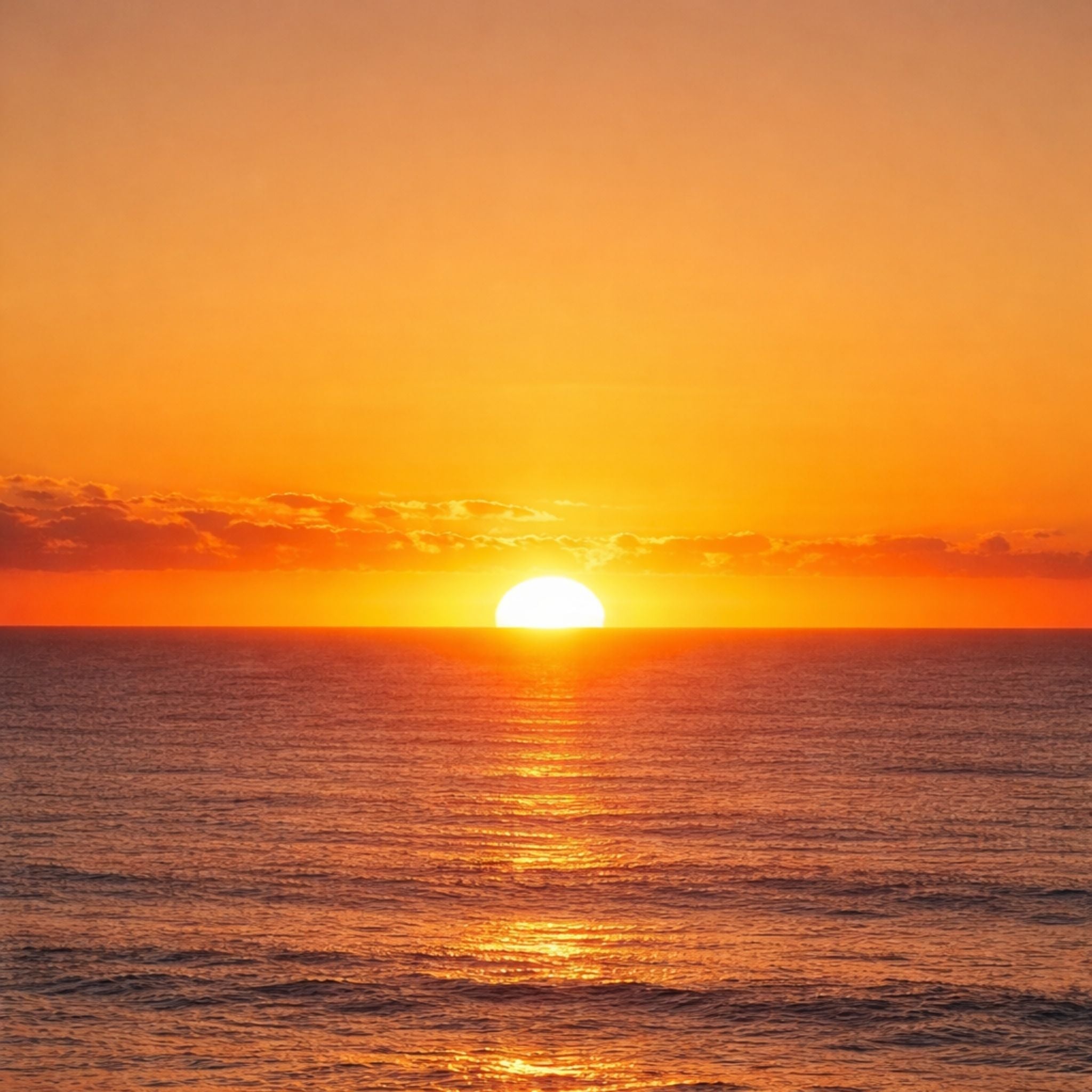 Photo of sun rising against the sea