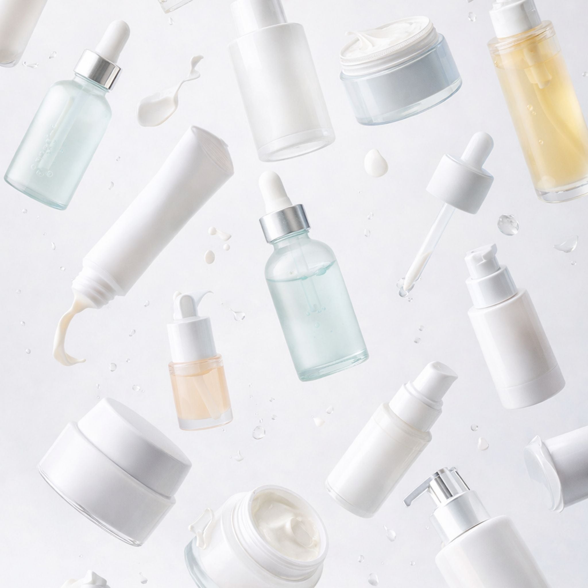 Topical skincare including serums, creams and oils